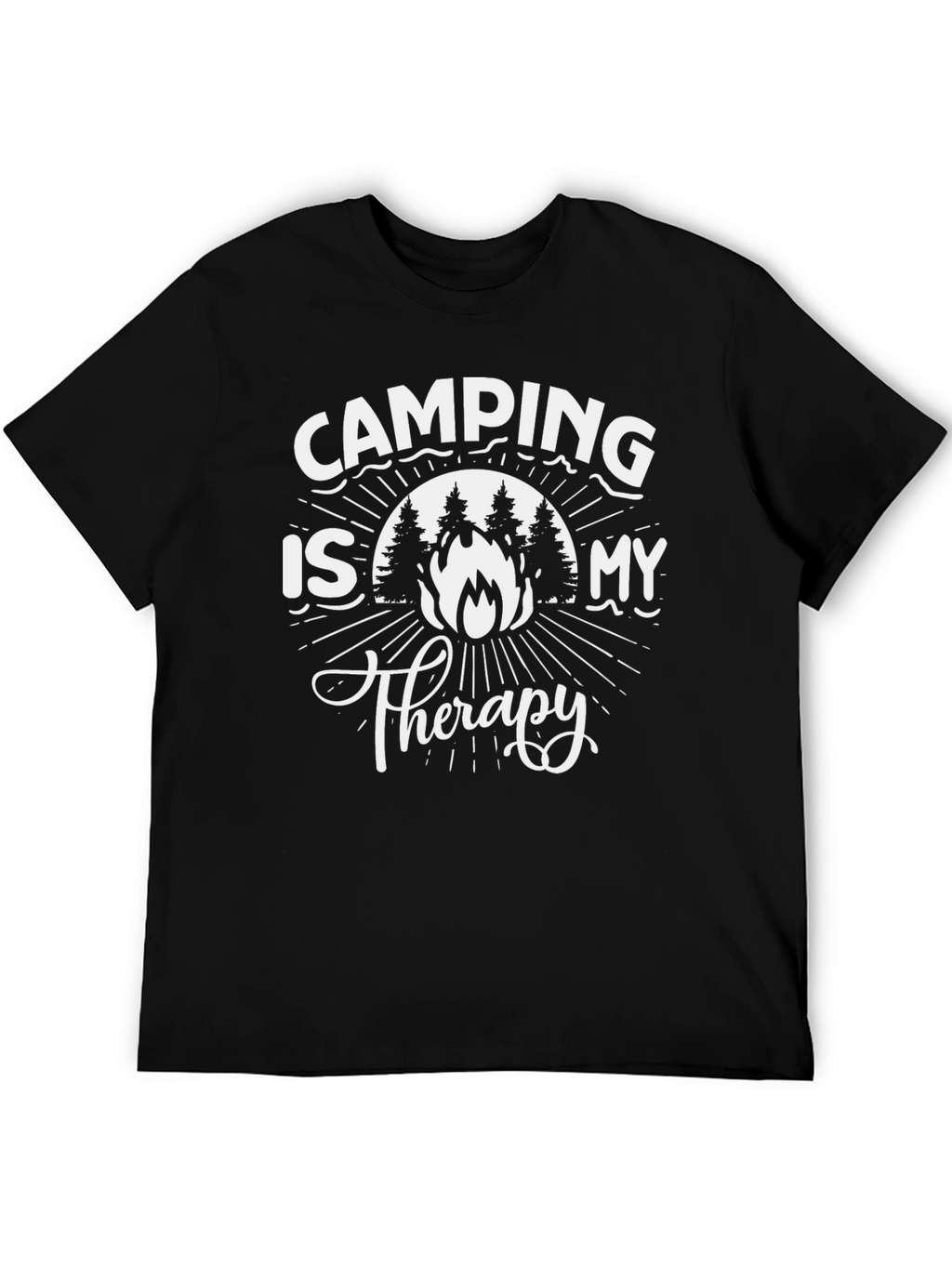 Camping Is My Therapy Graphic Tee - Black