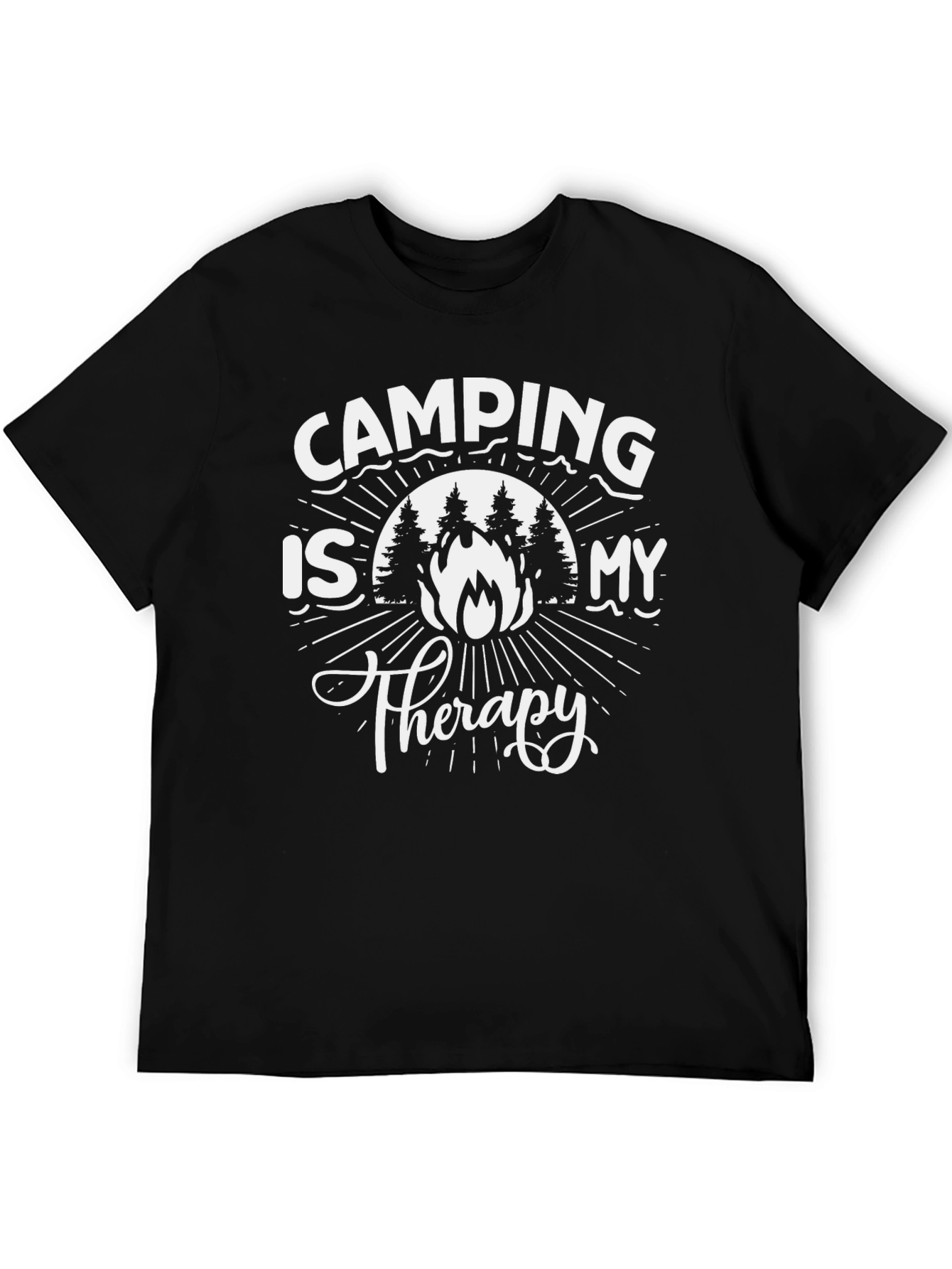 Camping Is My Therapy Graphic Tee - Black