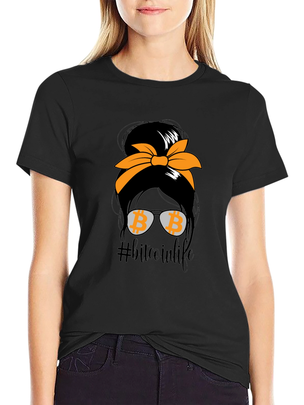 Bitcoin Life Messy Bun T-Shirt