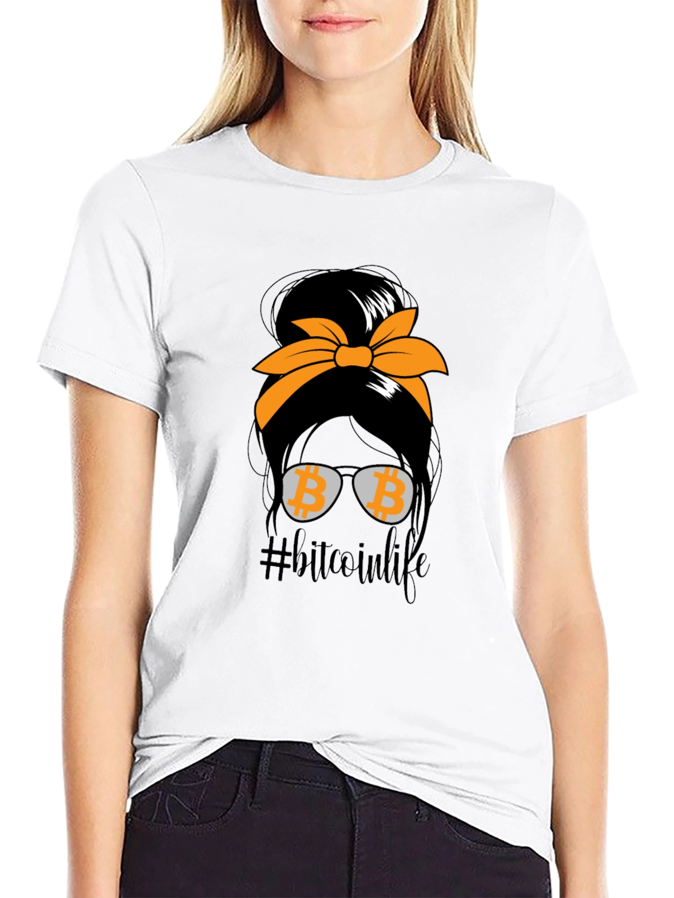 Bitcoin Life Messy Bun T-Shirt