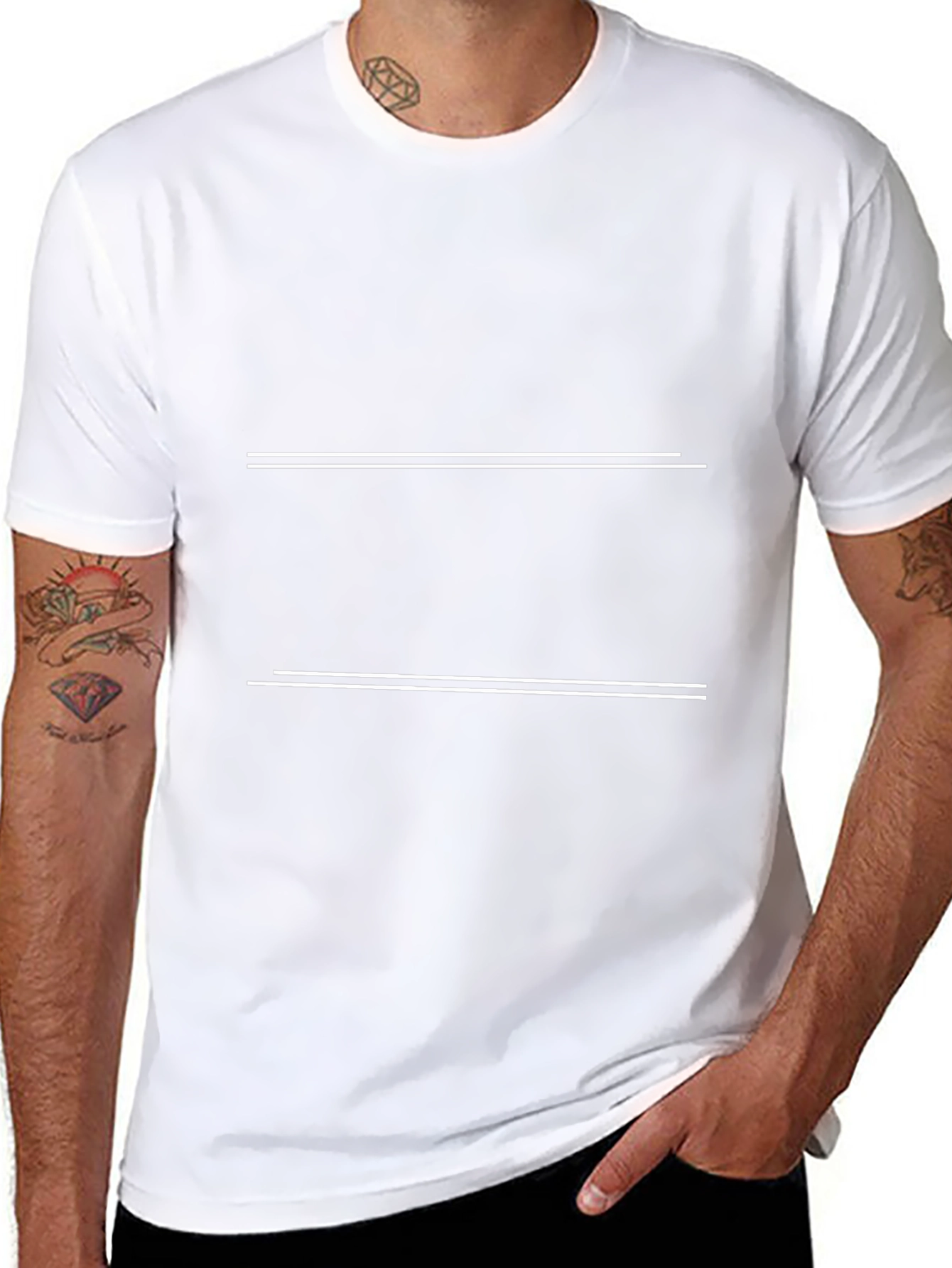 Black Graphic Tee with White Stripe Design