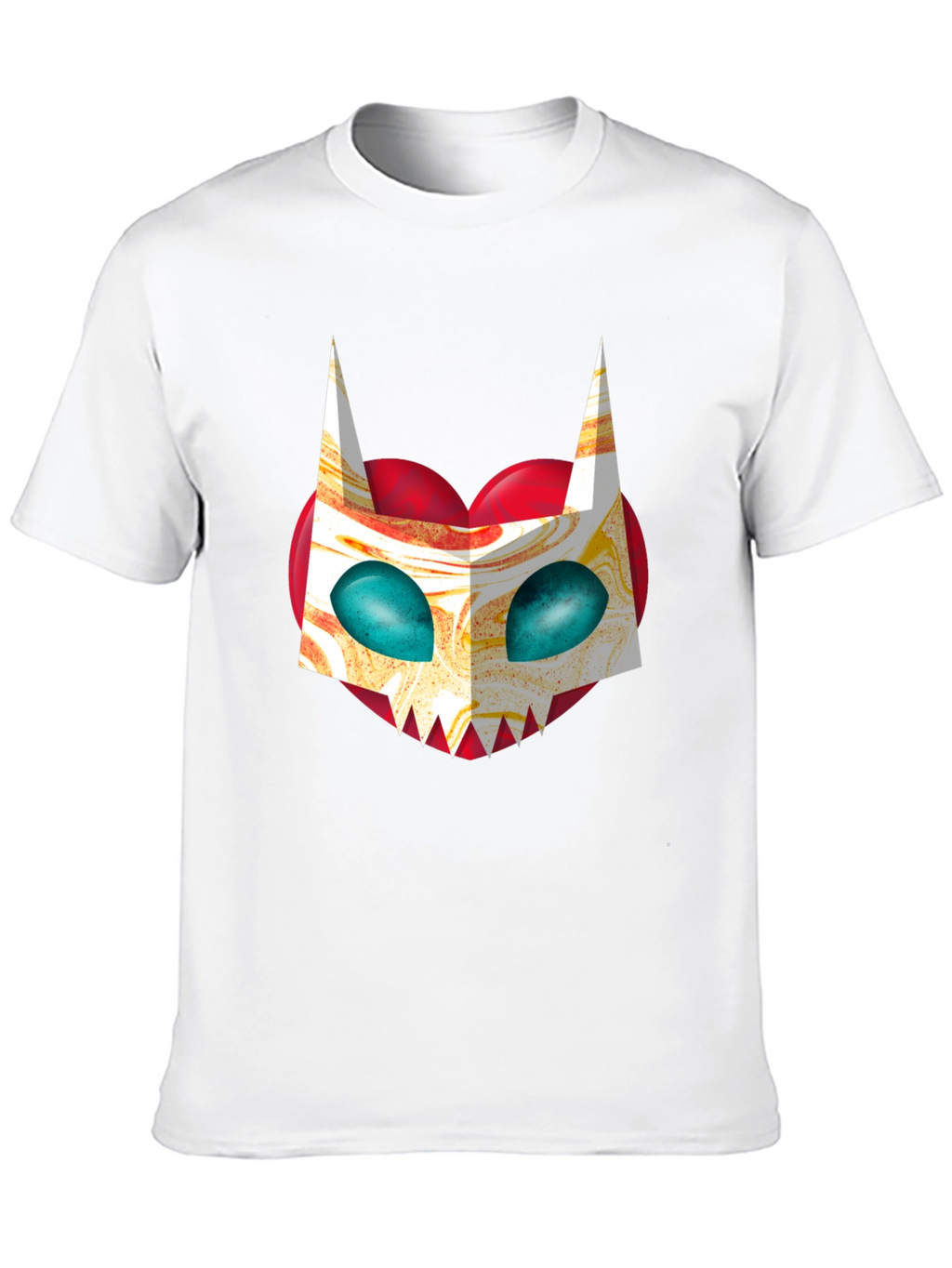 Unique Graphic Tee - Abstract Cat Mask on Black