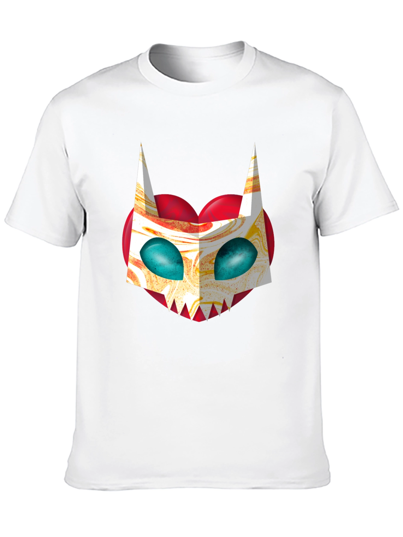 Unique Graphic Tee - Abstract Cat Mask on Black