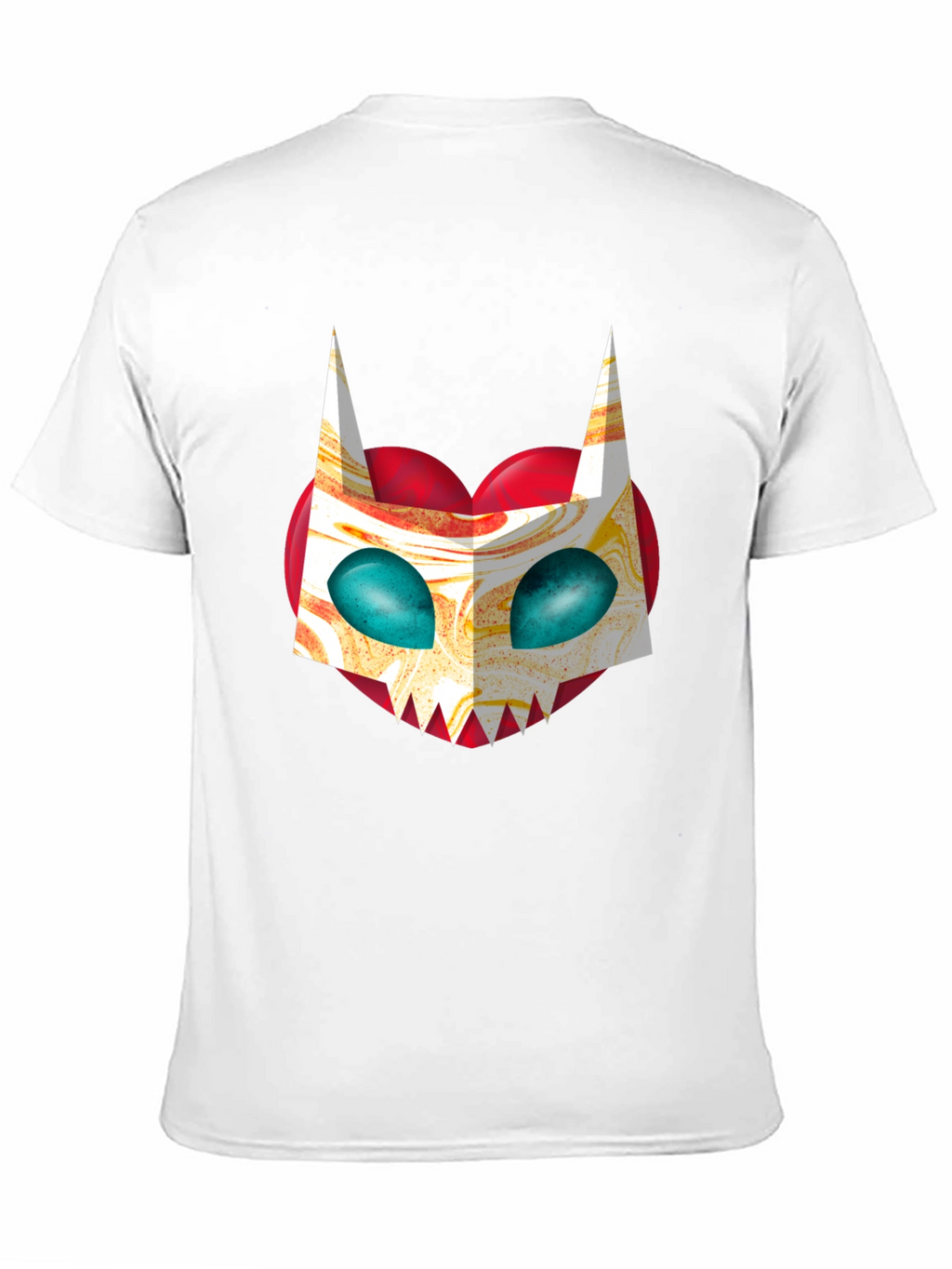 Unique Graphic Tee - Abstract Cat Mask on Black