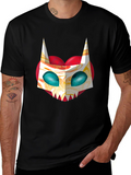 Unique Graphic Tee - Abstract Cat Mask on Black