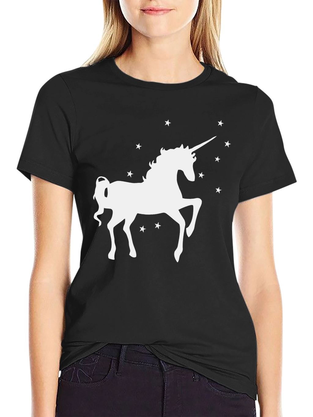 Unicorn Starry Graphic T-Shirt - Black