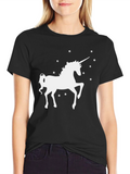 Unicorn Starry Graphic T-Shirt - Black