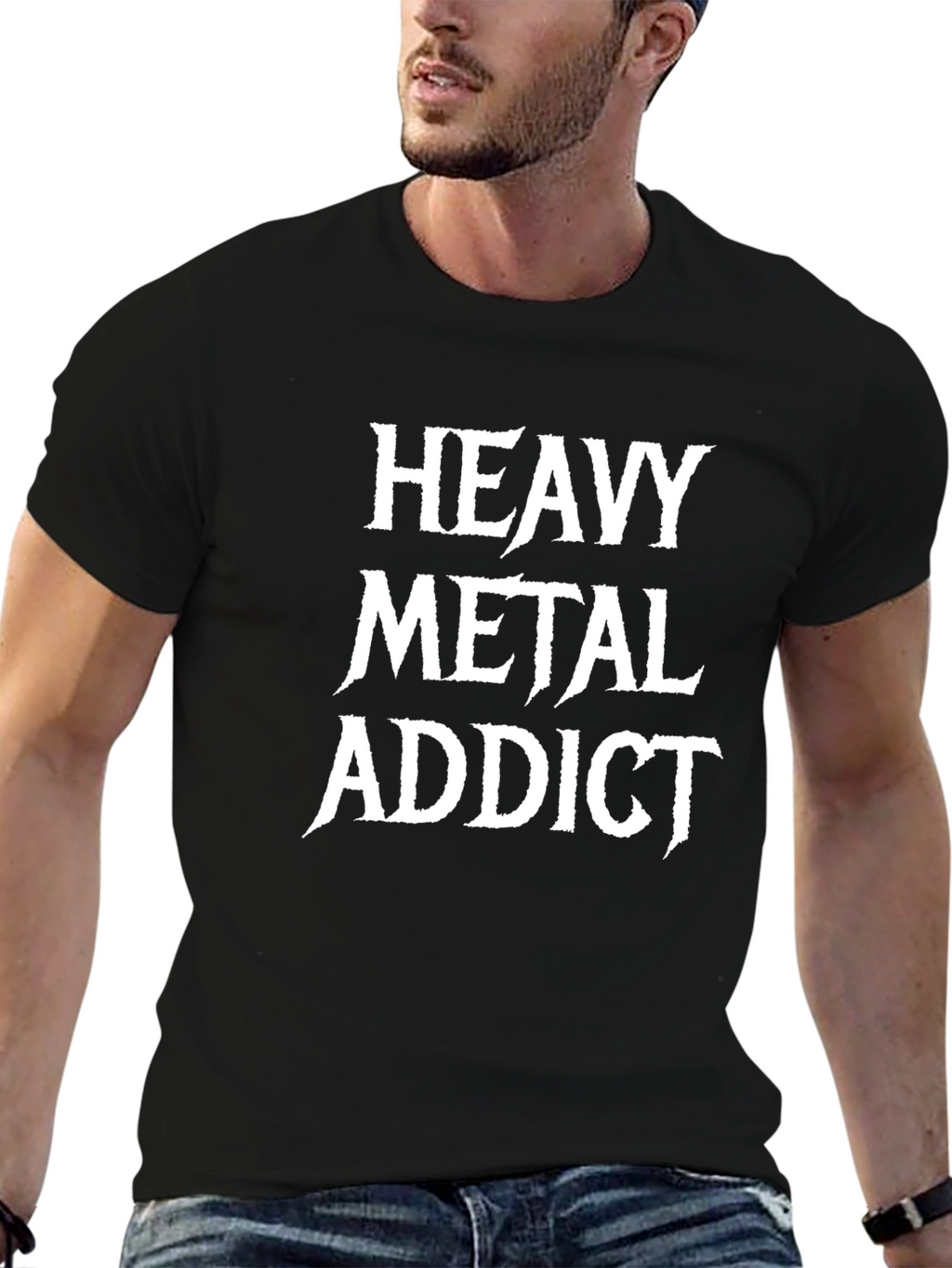 Heavy Metal Addict Black Graphic T-Shirt
