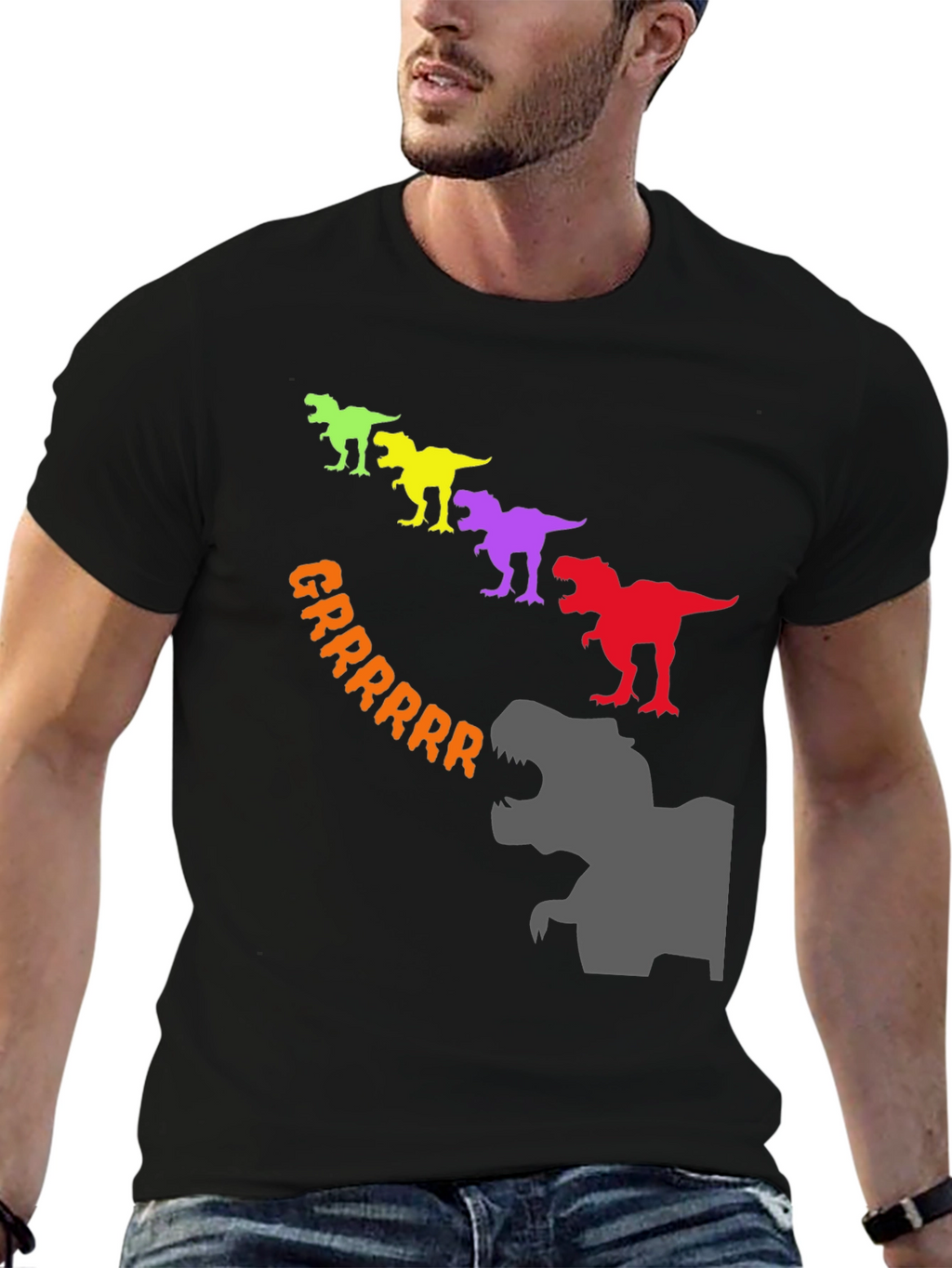 Dinosaur T-Rex Grrrrrrr Black Tee