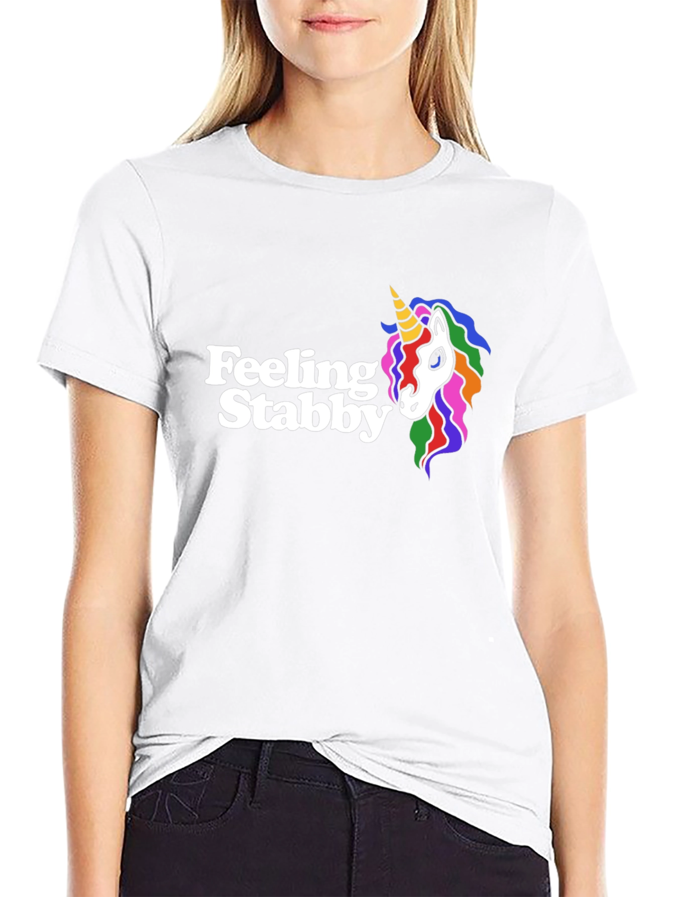 Feeling Stabby Unicorn Black Graphic Tee