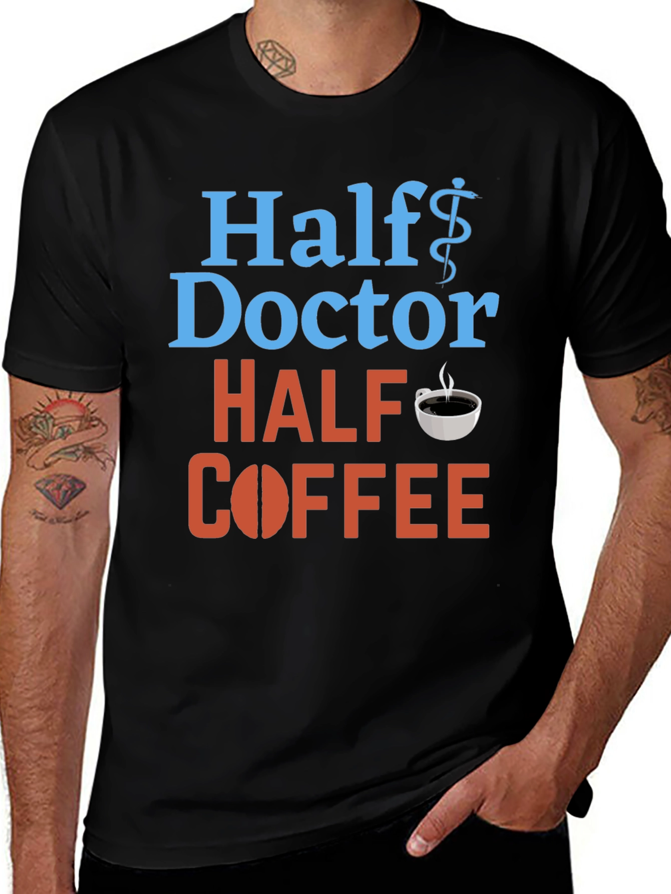 Half Doctor Half Coffee T-Shirt - Medical Humor Tee
