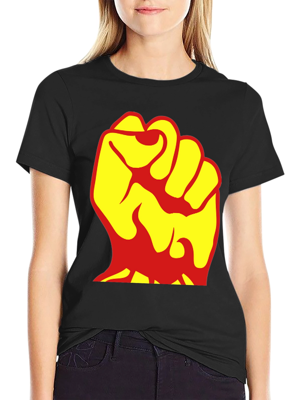 Bold Fist Graphic Tee - Yellow & Red Design
