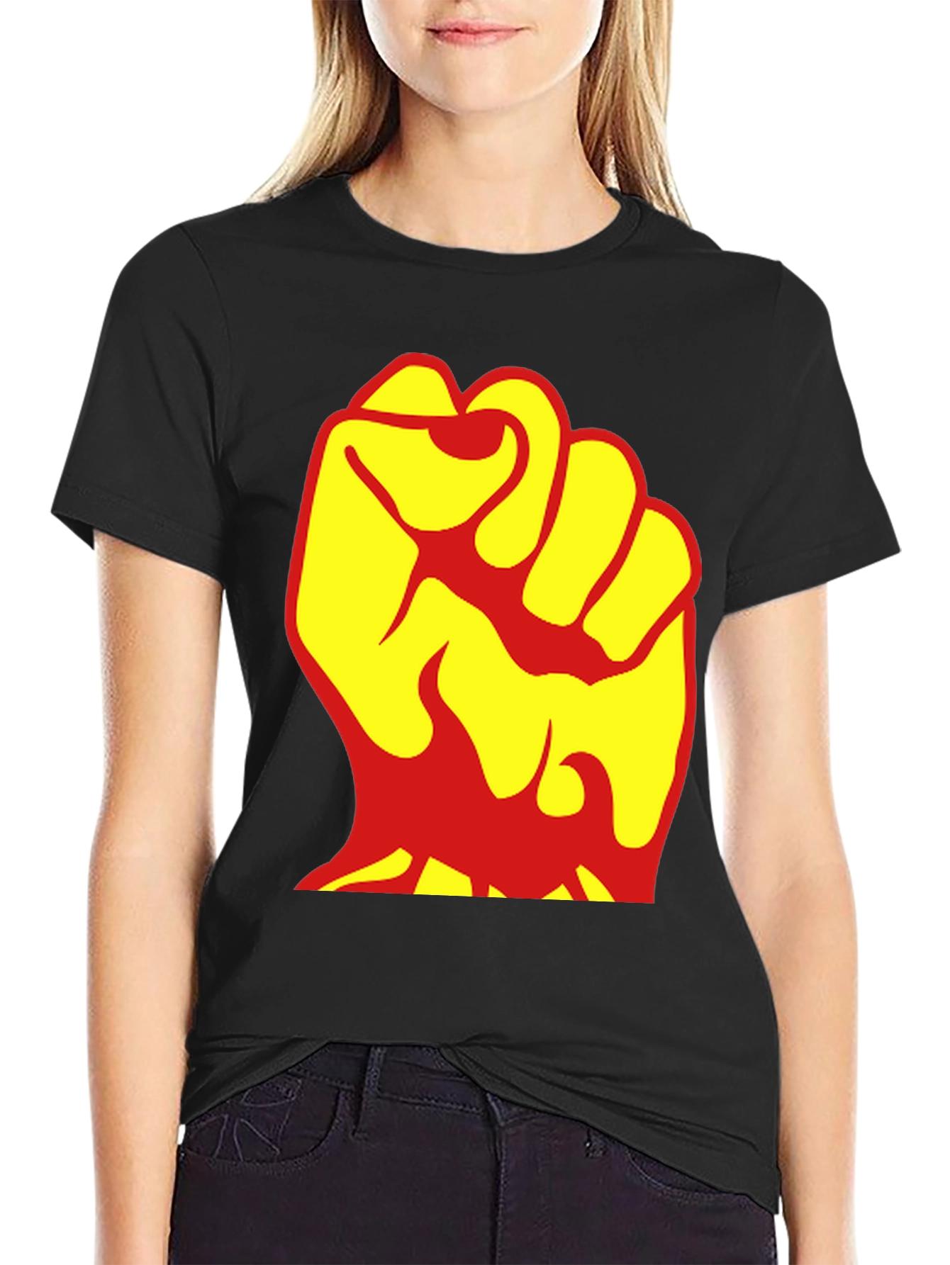 Bold Fist Graphic Tee - Yellow & Red Design
