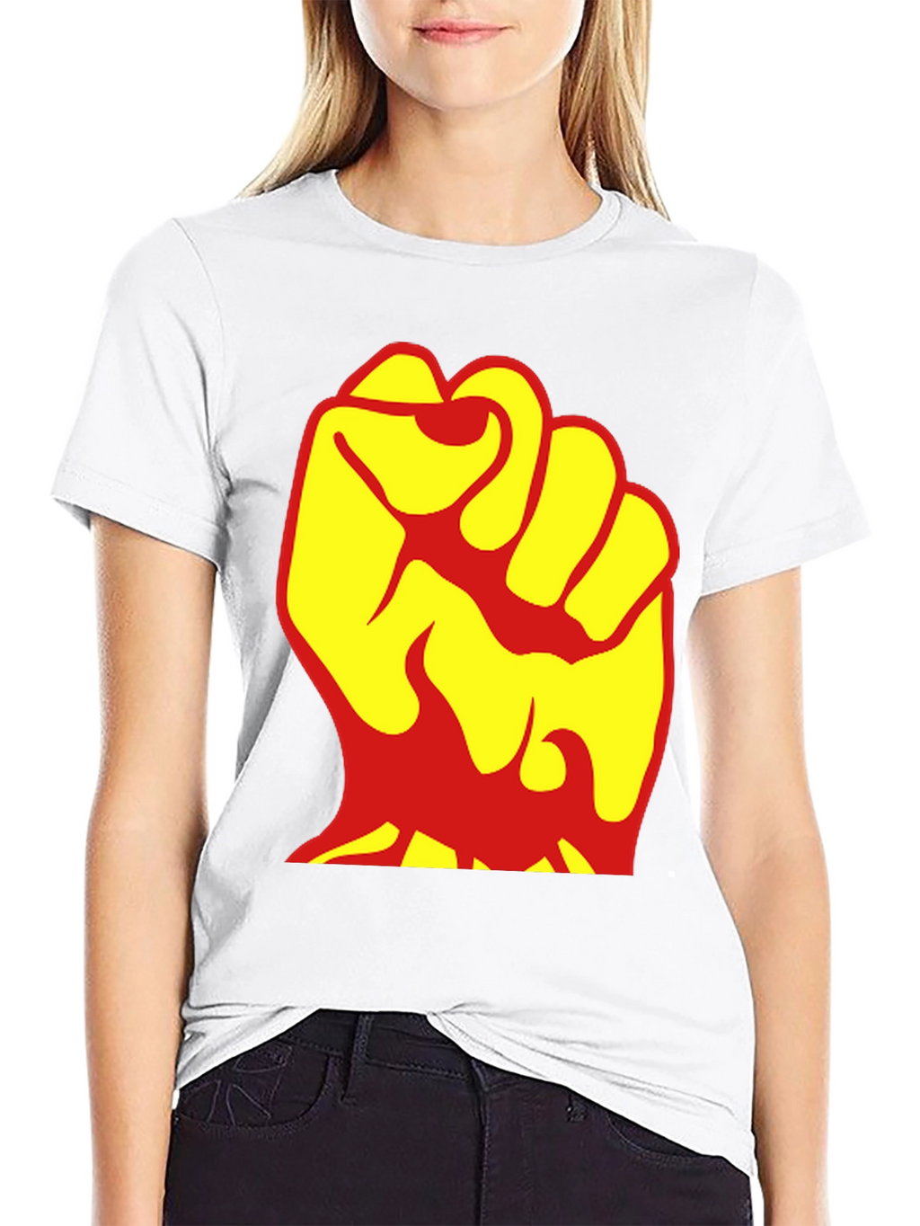 Bold Fist Graphic Tee - Yellow & Red Design