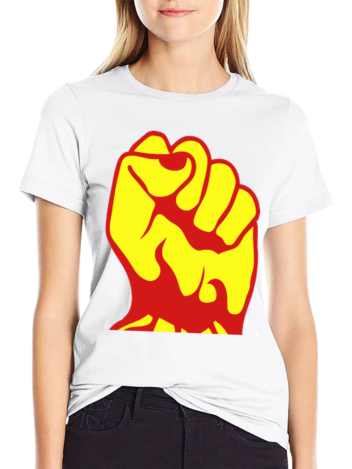 Bold Fist Graphic Tee - Yellow & Red Design