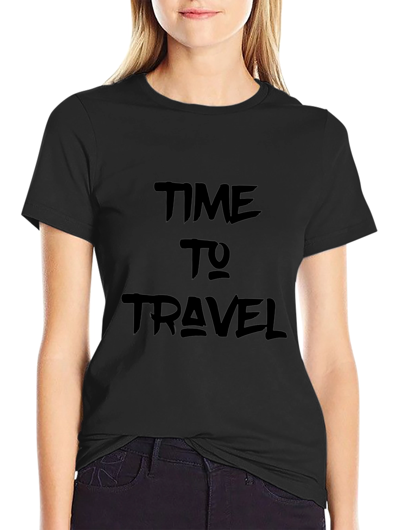 Time to Travel Graphic Black Tee