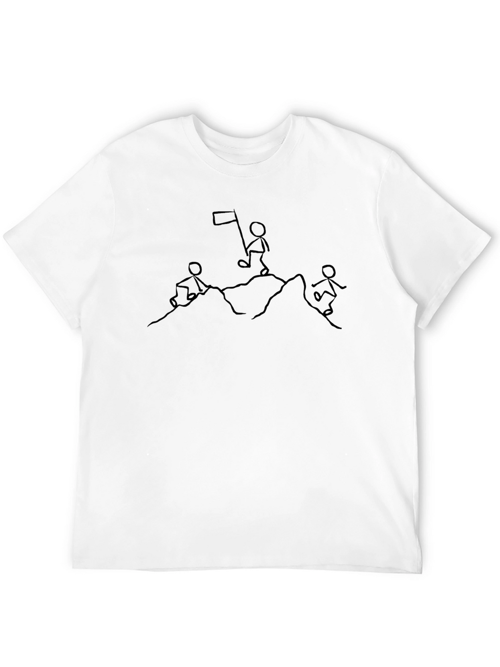 Stick Figure Mountain Climber Black T-Shirt