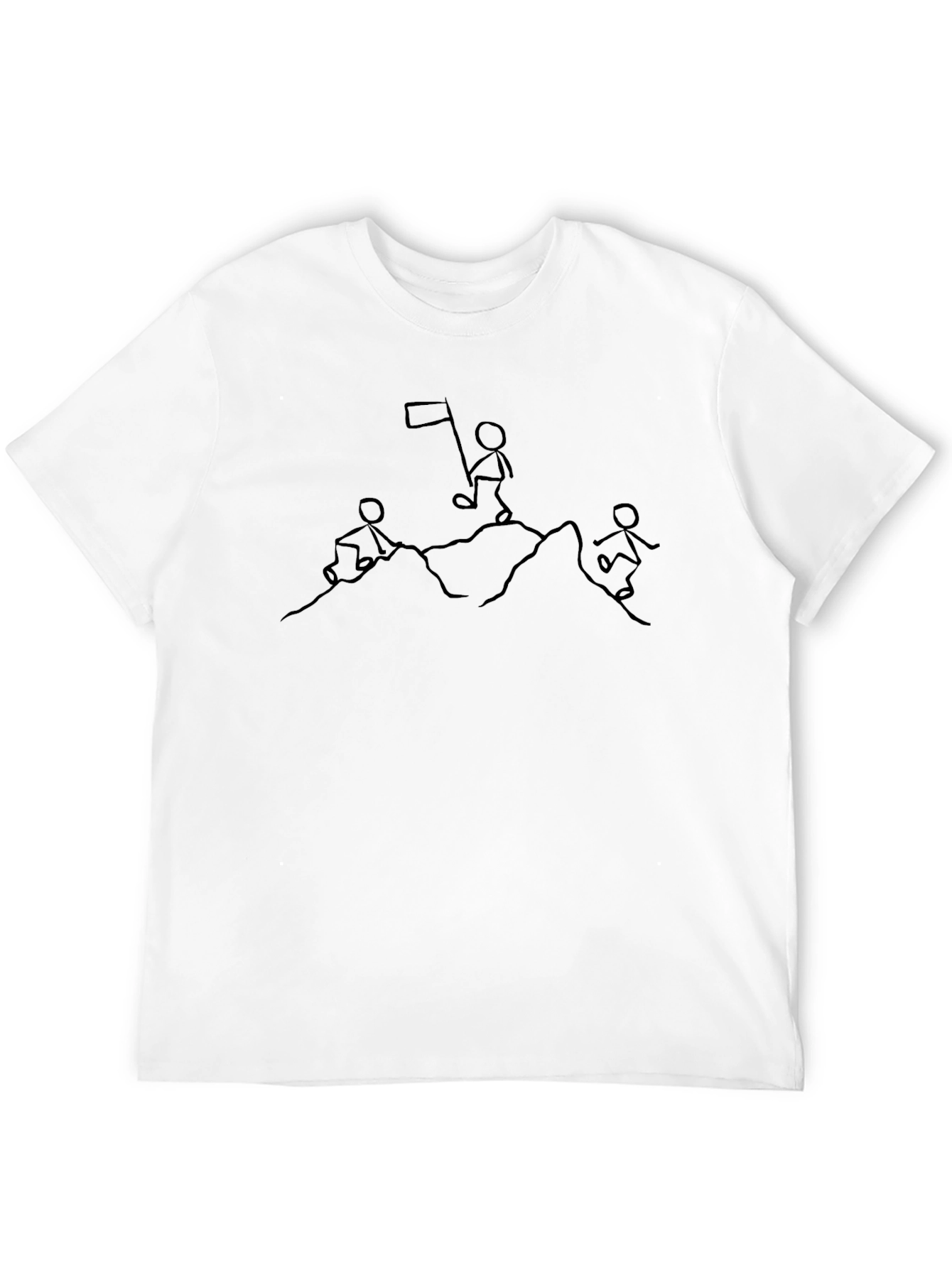 Stick Figure Mountain Climber Black T-Shirt