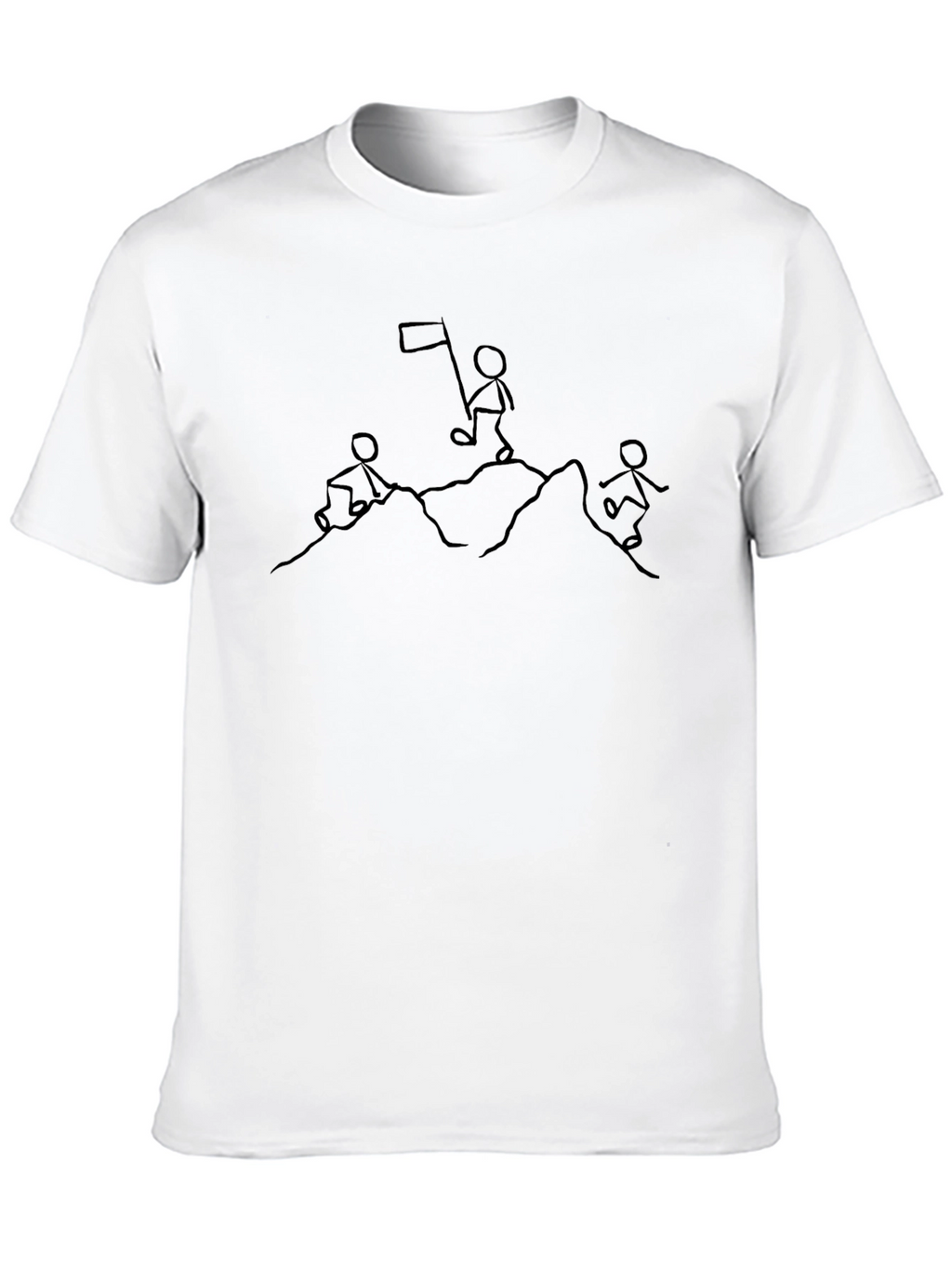 Stick Figure Mountain Climber Black T-Shirt