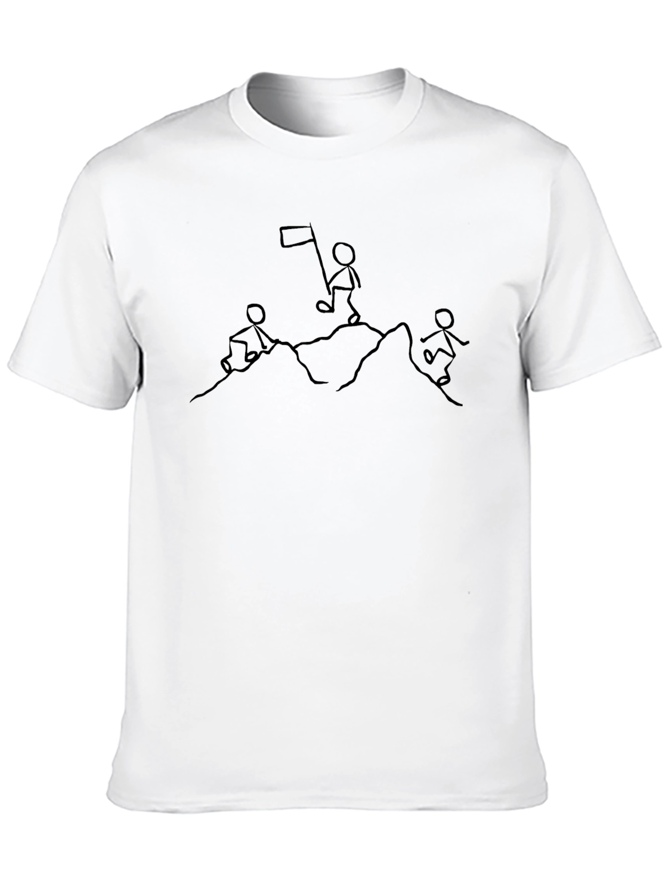 Stick Figure Mountain Climber Black T-Shirt