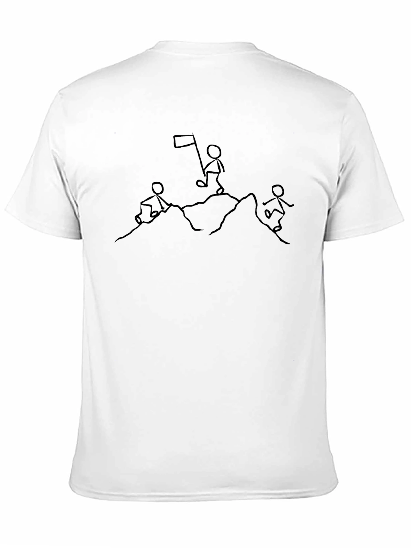 Stick Figure Mountain Climber Black T-Shirt