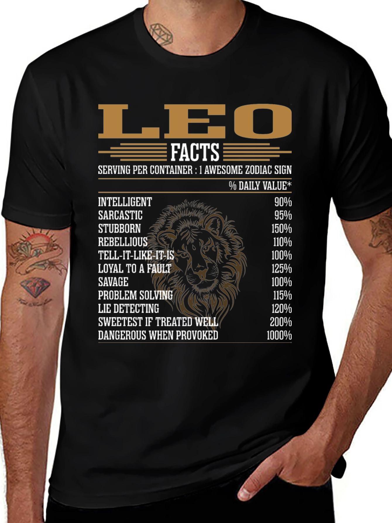 Leo Zodiac Sign Facts Graphic T-Shirt