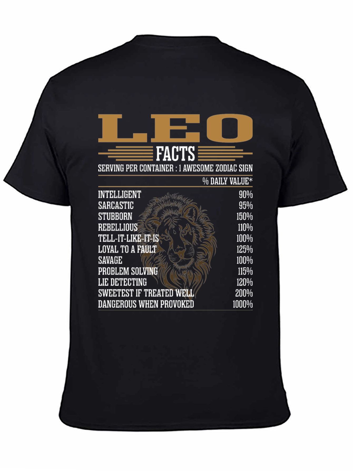 Leo Zodiac Sign Facts Graphic T-Shirt