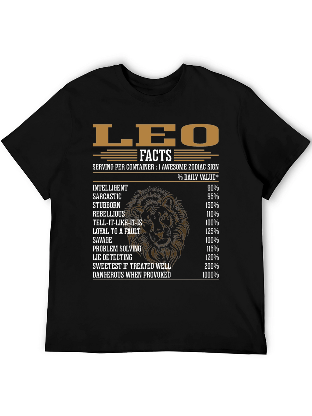 Leo Zodiac Sign Facts Graphic T-Shirt