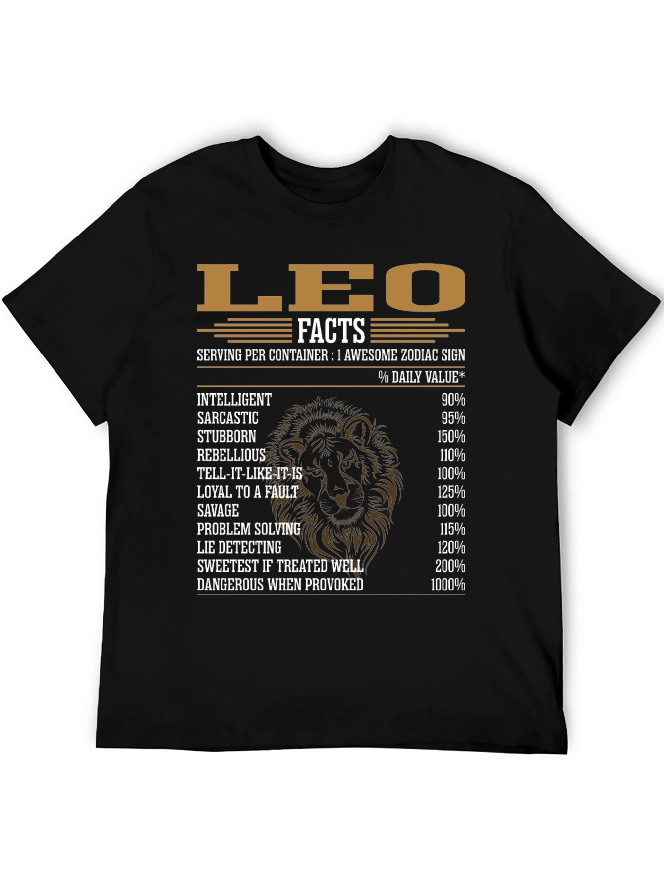 Leo Zodiac Sign Facts Graphic T-Shirt