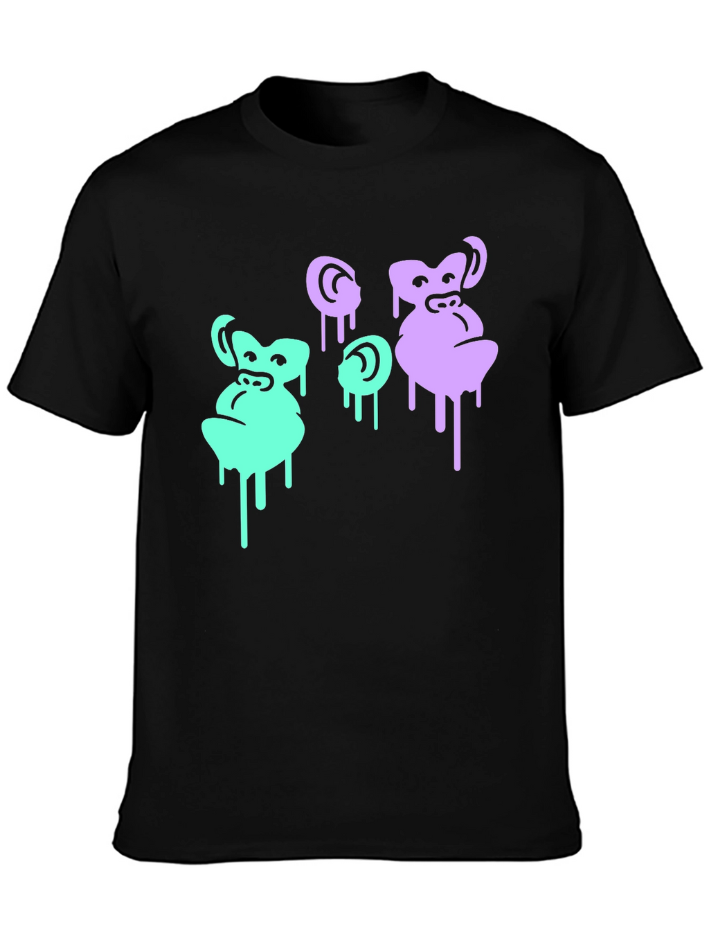 Cool Monkey Graphic Print Black T-Shirt