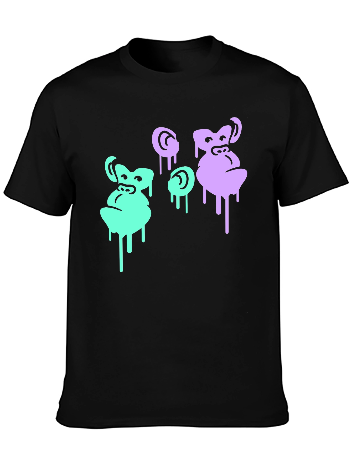 Cool Monkey Graphic Print Black T-Shirt