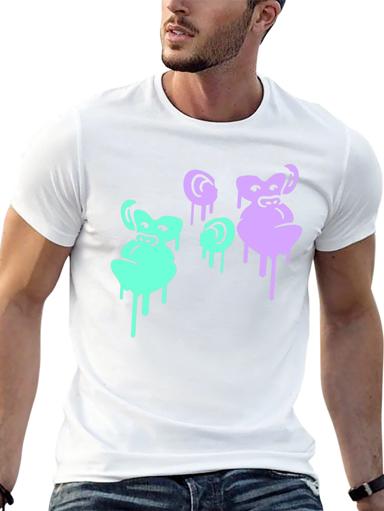 Cool Monkey Graphic Print Black T-Shirt
