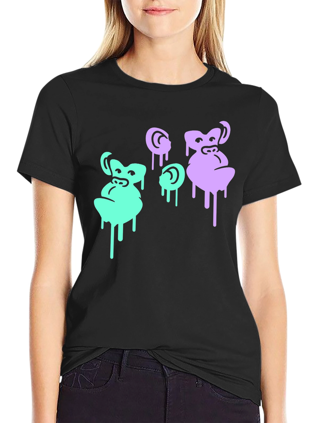 Cool Monkey Graphic Print Black T-Shirt
