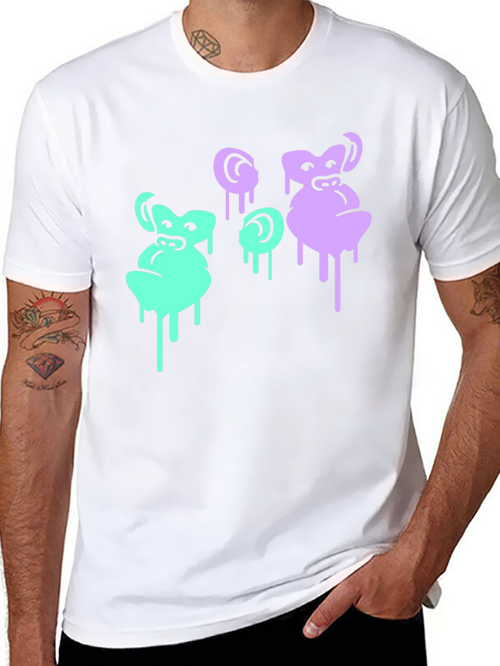 Cool Monkey Graphic Print Black T-Shirt