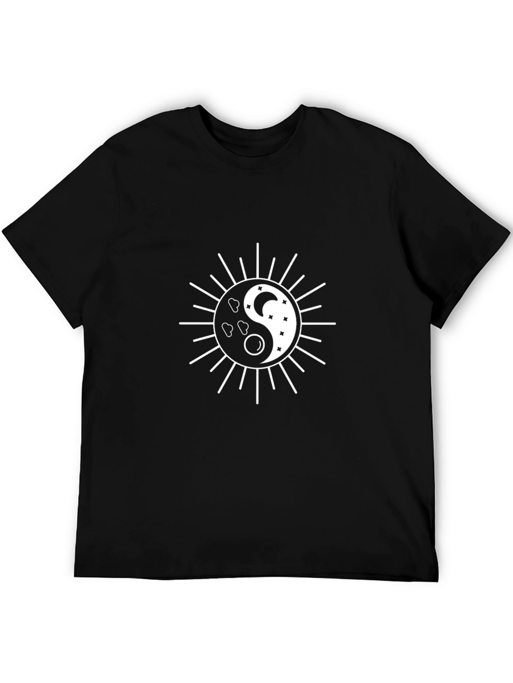Yin Yang Sun & Moon Graphic Tee - Black