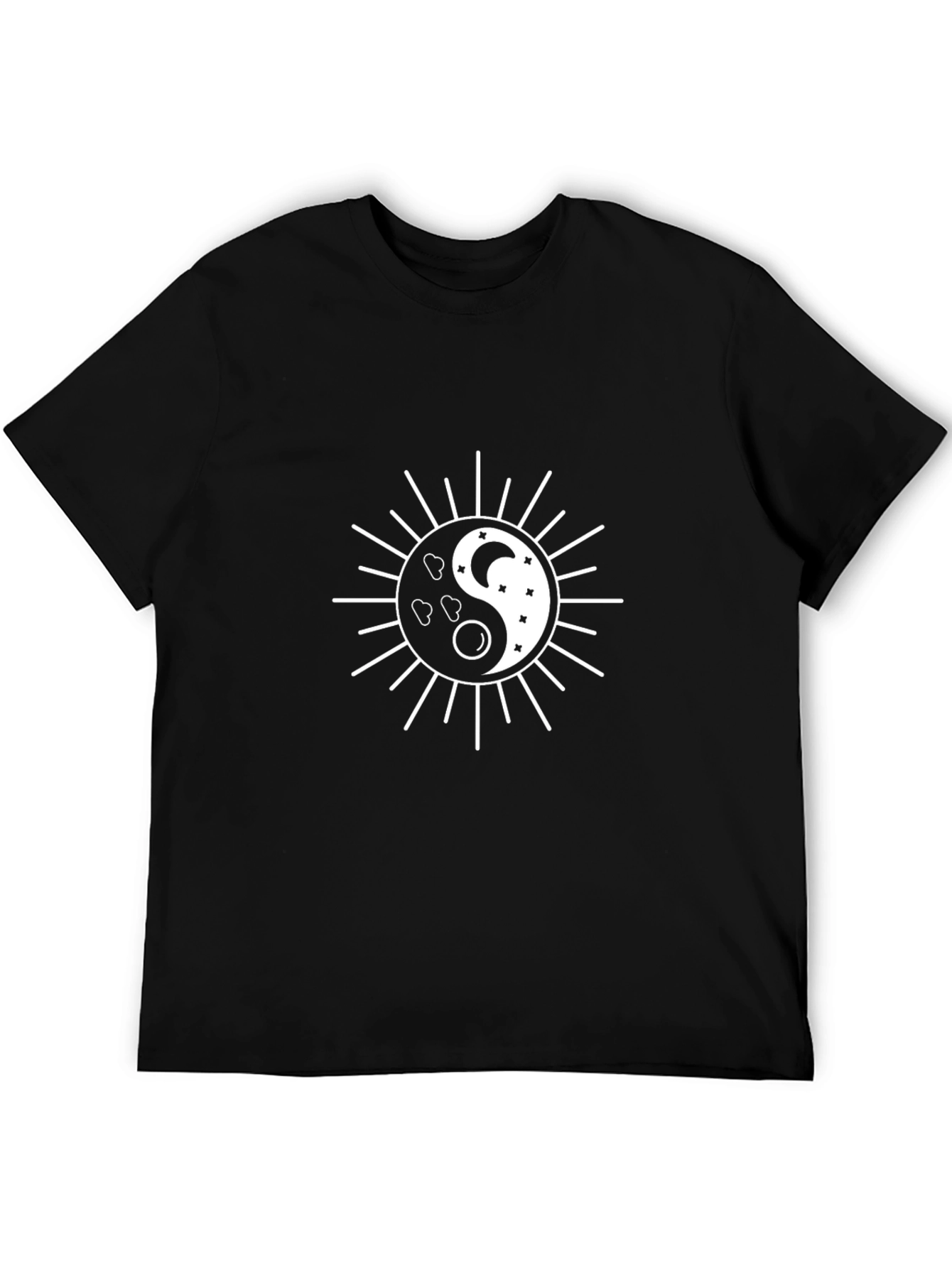 Yin Yang Sun & Moon Graphic Tee - Black