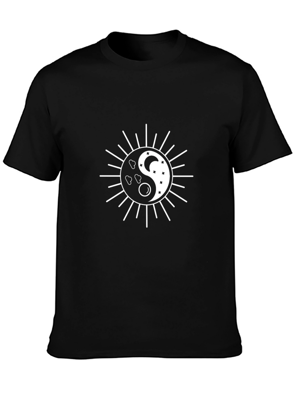 Yin Yang Sun & Moon Graphic Tee - Black