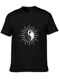 Yin Yang Sun & Moon Graphic Tee - Black