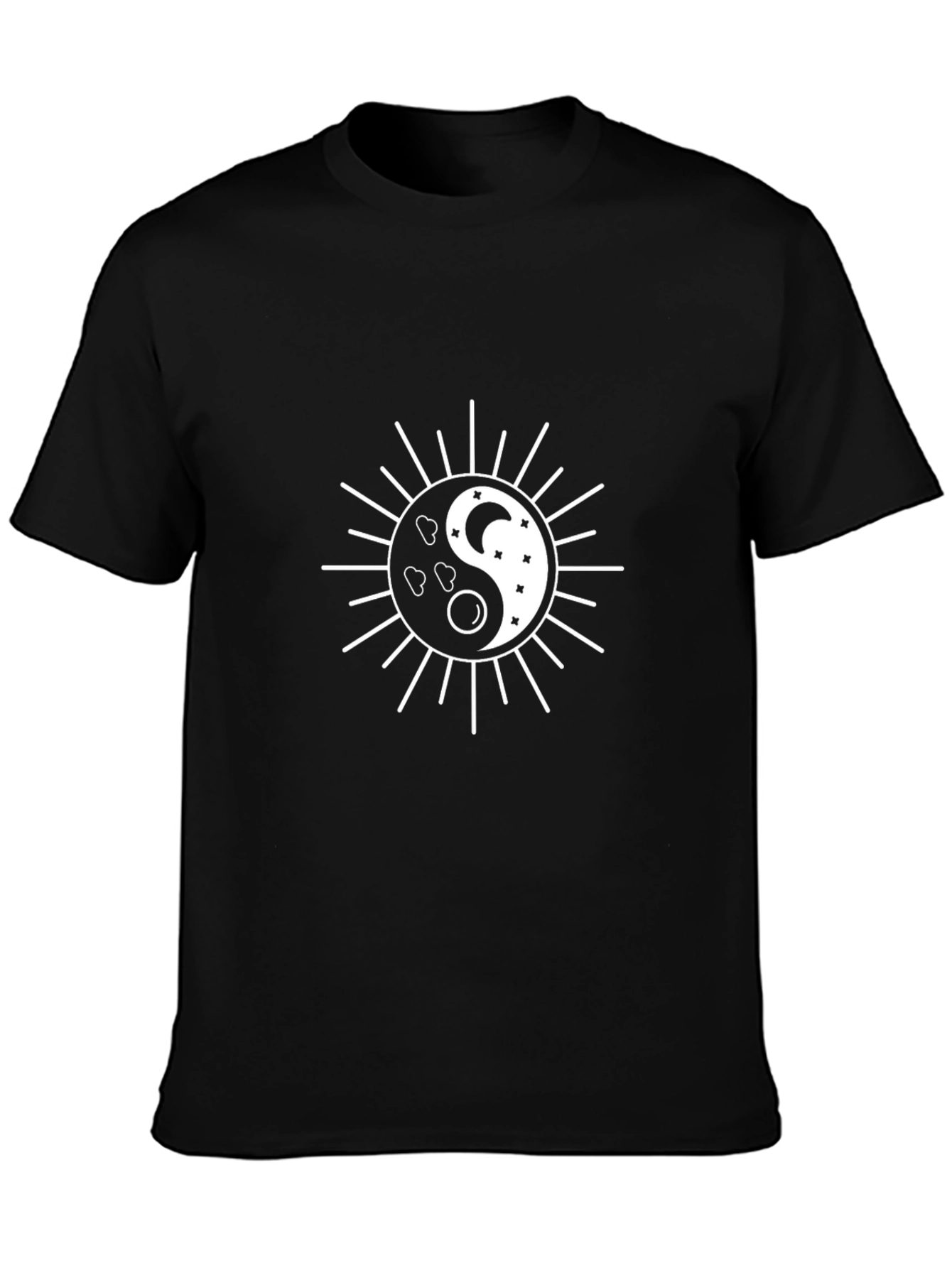 Yin Yang Sun & Moon Graphic Tee - Black