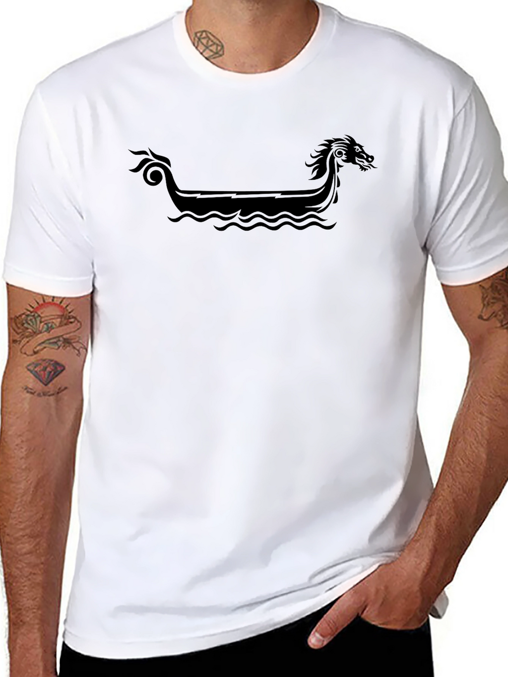 Viking Ship Graphic Black T-Shirt