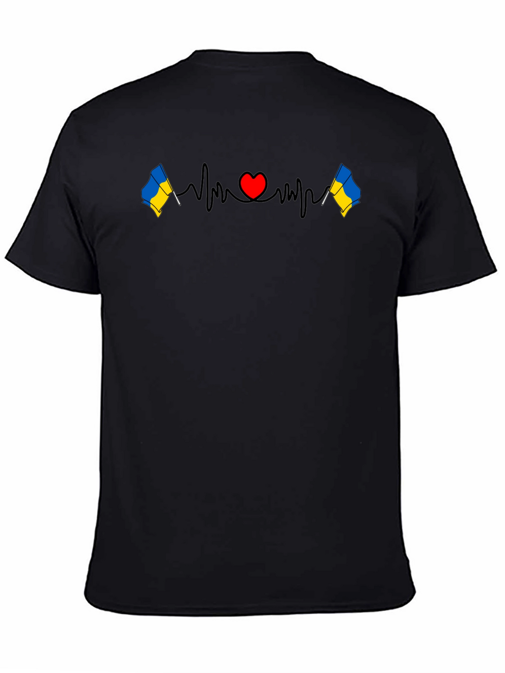 Ukraine Flag Heartbeat Black Graphic Tee
