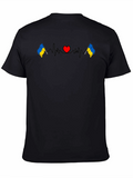 Ukraine Flag Heartbeat Black Graphic Tee