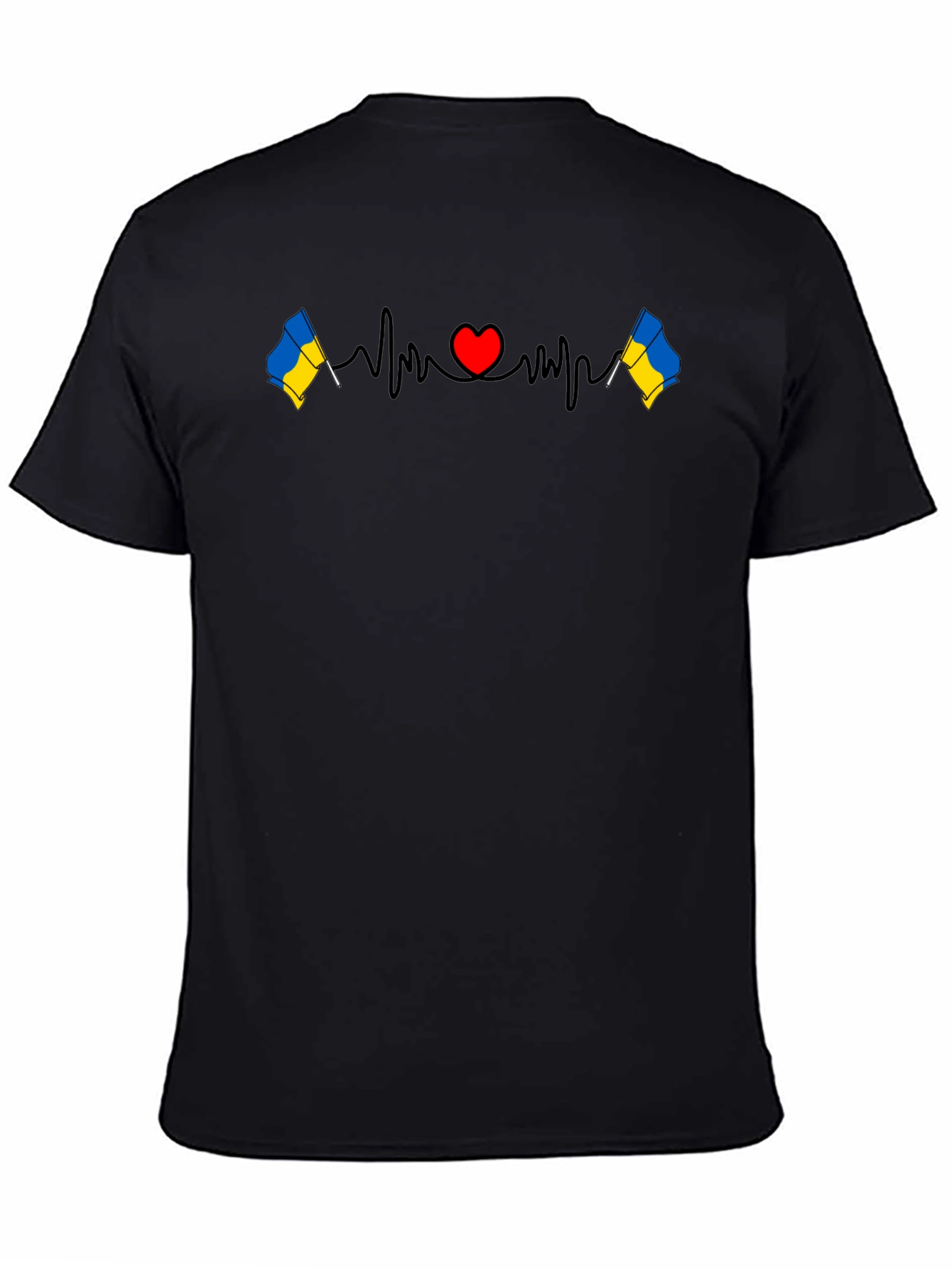Ukraine Flag Heartbeat Black Graphic Tee
