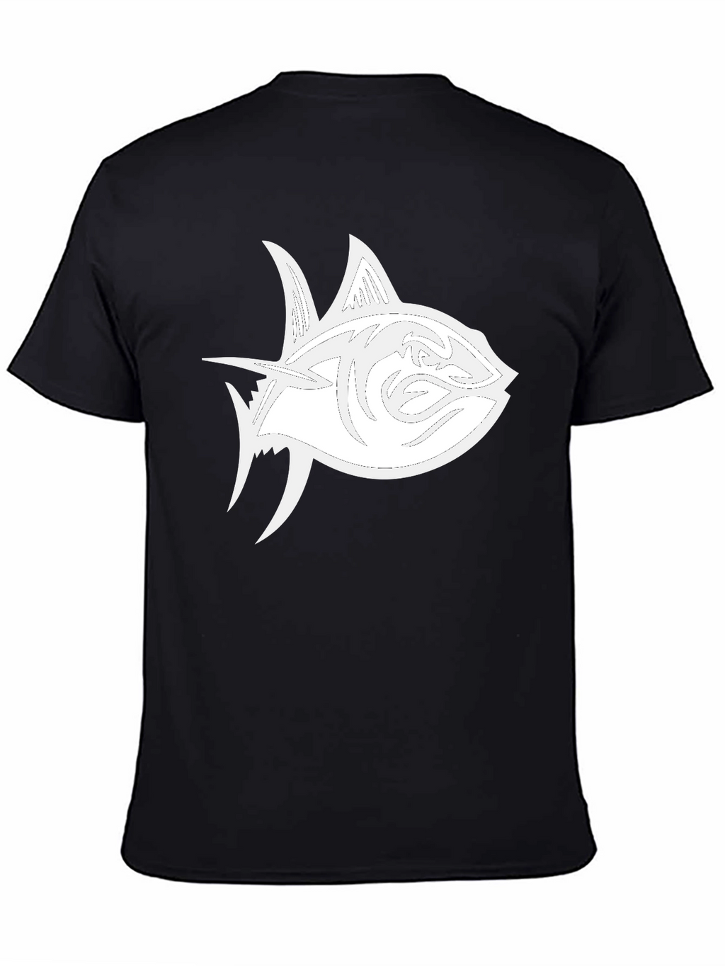 Black T-Shirt with White Tuna Fish Graphic