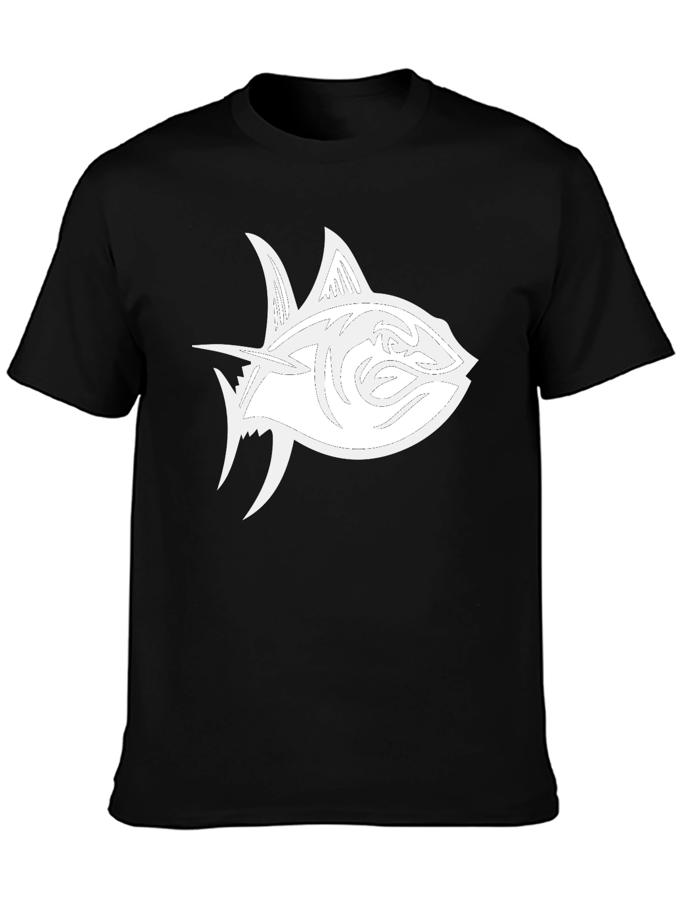 Black T-Shirt with White Tuna Fish Graphic