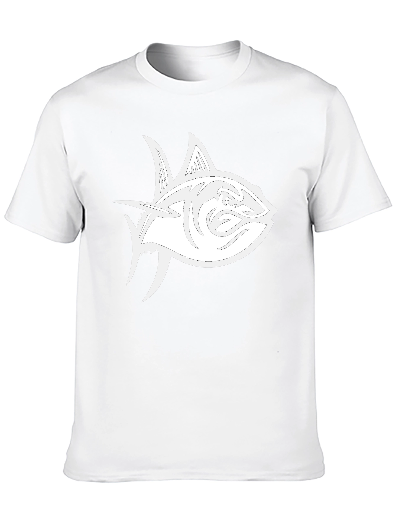 Black T-Shirt with White Tuna Fish Graphic