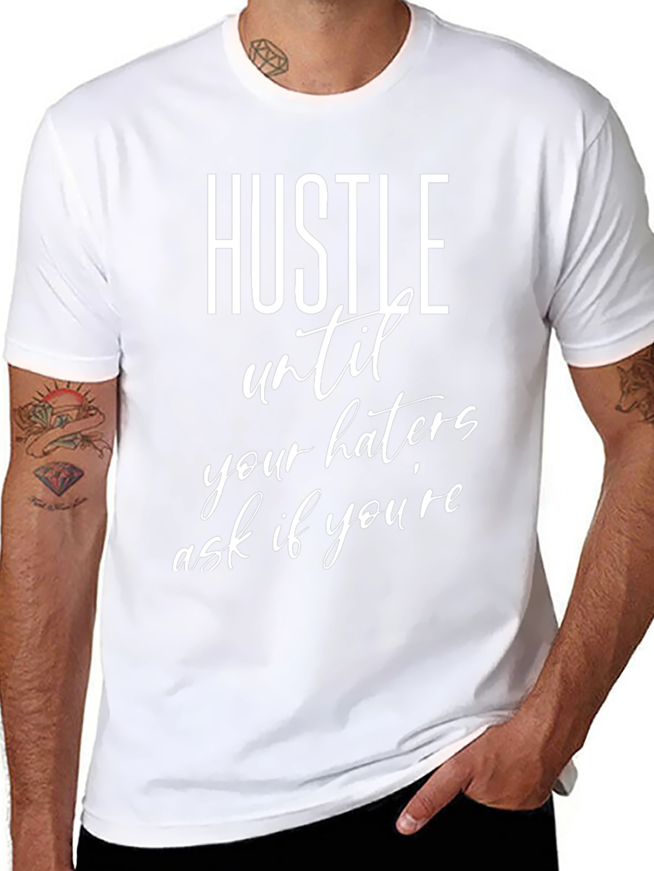 Hustle Motivational Graphic T-Shirt - Black