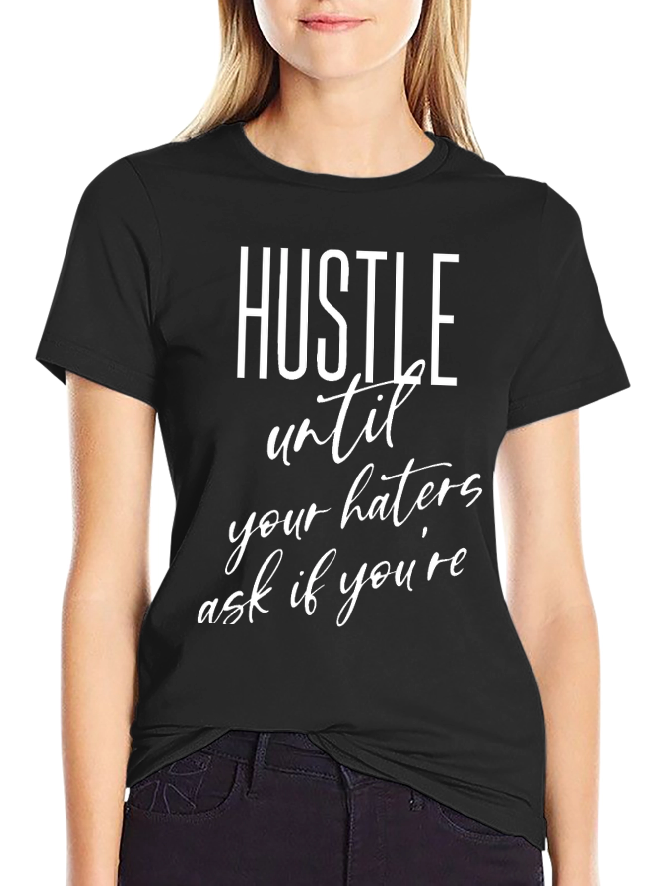 Hustle Motivational Graphic T-Shirt - Black