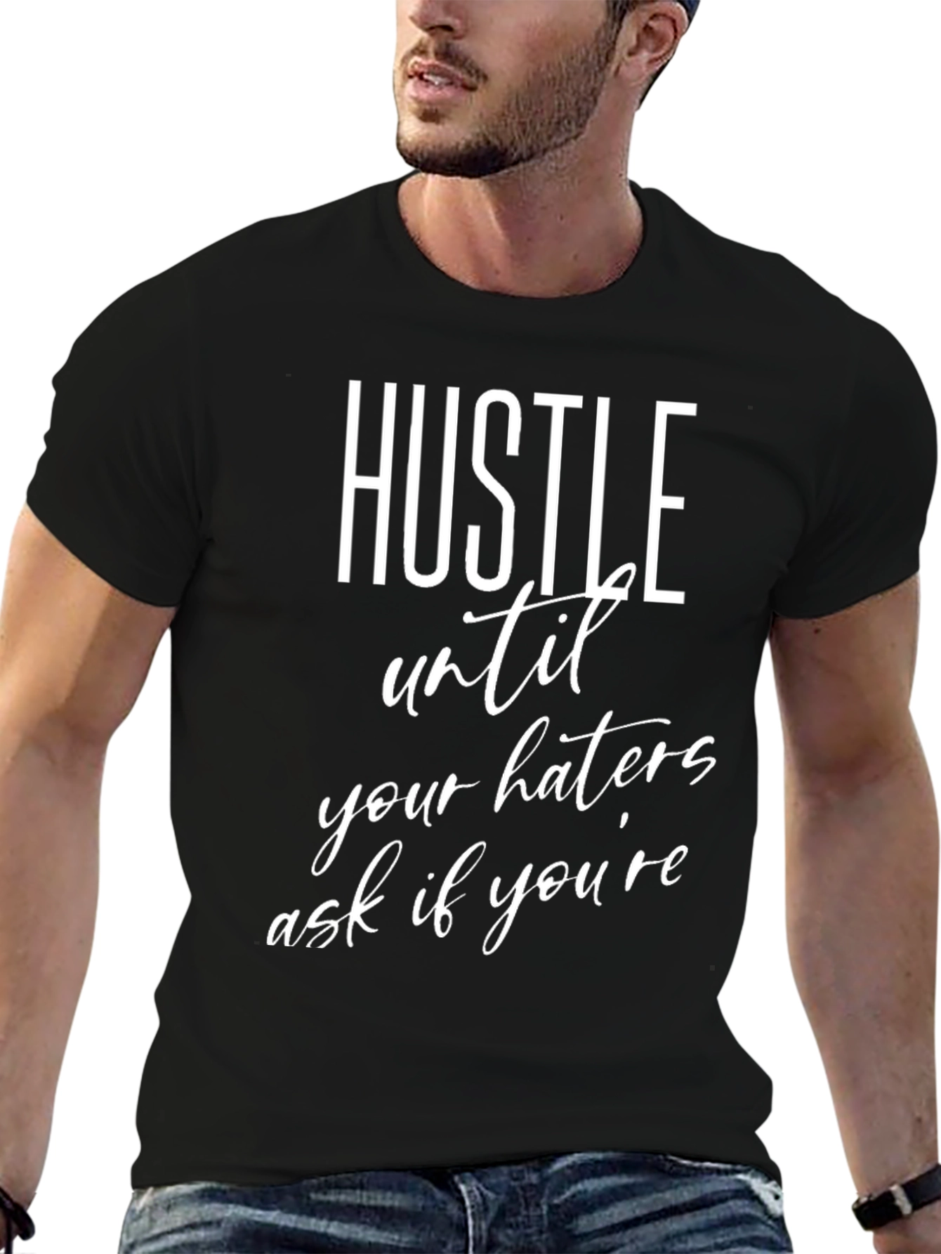 Hustle Motivational Graphic T-Shirt - Black