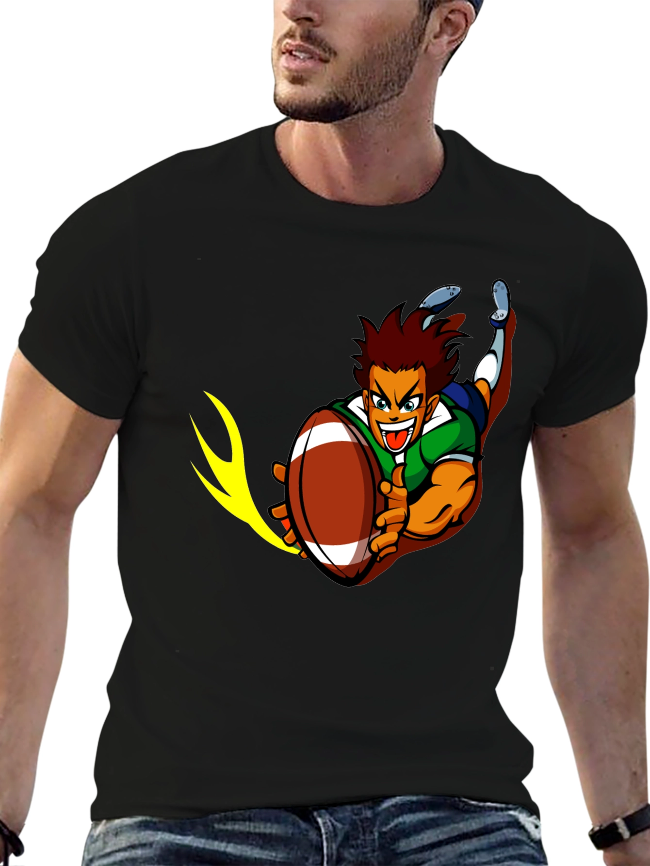 Rugby Cartoon Graphic T-Shirt